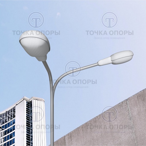 К2-0,5-0,5-90-Ф4 двухрожковый разнонаправленный под 90° консольный кронштейн