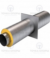 Неподвижная опора трубопроводов в ППУ изоляции с оцинкованной (ОЦ) оболочкой с металлической заглушкой изоляции и выводом кабеля 